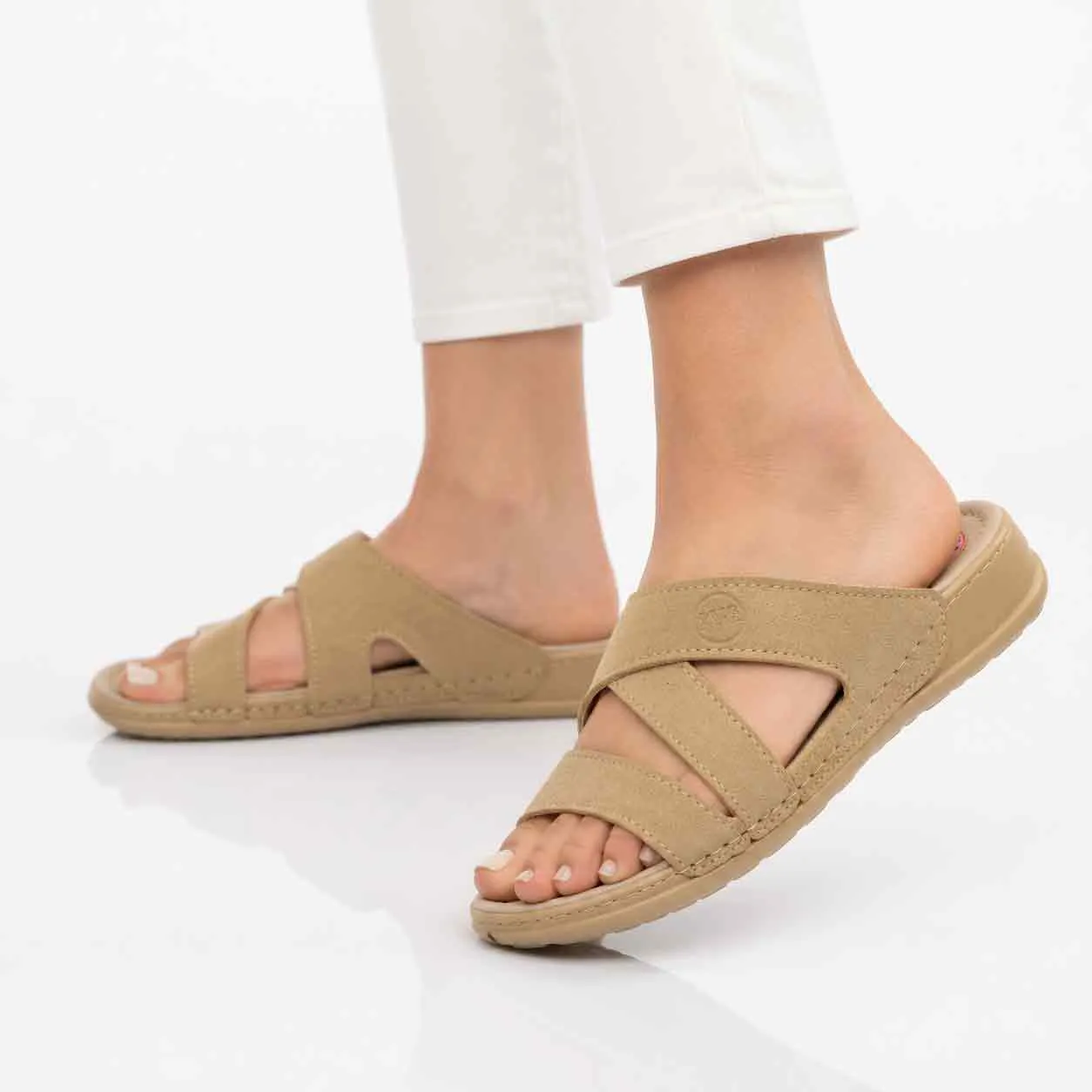 Sandale médicale Confort pour femme 502 beige daim miniature
